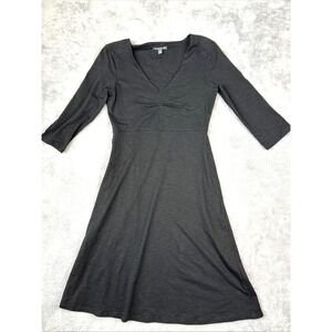 Toad & Co Dress Womens XSmall Rosalinda‎ 3/4 Sleeve Charcoal Gray Stretch Pocket